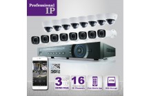 PROFESSIONAL GRADE VISTA  IP SYSTEM INCLUDES 16 HD IP 3MP CAMERA  WITH MOTORIZED LENS NIGHT VISION RANGE 100ft', HD-NVR WITH 4TB HARD DRIVE WITH POE & 16 CABLES